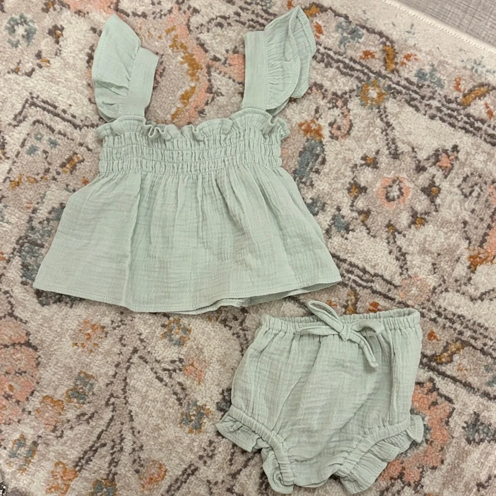 Mint Green Ruffled Baby Outfit